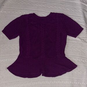 Worthington Purple Peplum Cable Knit Sweater